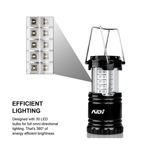 4 Pack Portable Outdoor LED Camping Lantern + 12 AA Batteries Black ND-001 OZ - Picture 2 of 7