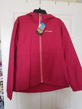 New w tags. Youth Large Hot Pink columbia rain/wind hoodie jacket. No lining.
