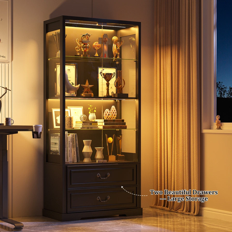 Vitrina con Luces Vitrina 4 Niveles Curiosidades con 2 Cajones Foto 4 de 4