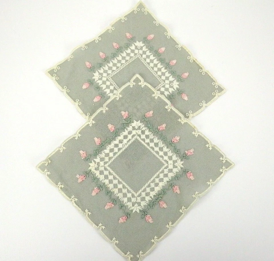 Tapete Textil De Colección Aguja Trabajo Floral Gris Blanco Rosa Casa Shabby Chic Foto 2 de 2