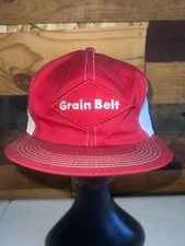 Vintage 70s 80s Grain Belt Patch Red colored Snapback Hat Small/Med. K Brand