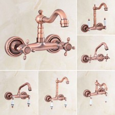 Antique Red Copper Kitchen Bathroom Sink Faucet Mixer Tap Wall Mounted fzh023