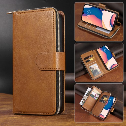 Zip Wallet Case Magnetic Flip Cover for iPhone 6S 7 8 Plus XR 11 12 13 14 15 16 - Picture 12 of 17