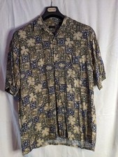 Vintage Izod Hawaiian Shirt 21-6 Fish and Flowers L