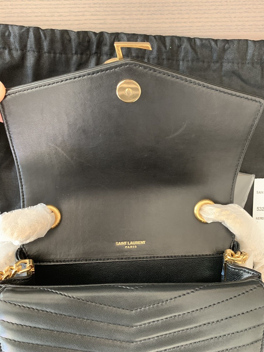 NWT Saint Laurent YSL Sulpice Black Gold Monogram MATELASSÉ