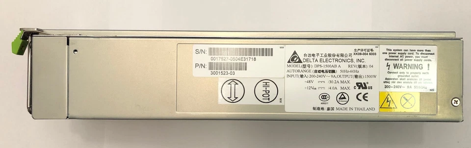 Fuente de alimentación Delta Electronics 3001523-03 V1280 Modelo: DPS-1500AB A Foto 2 de 4