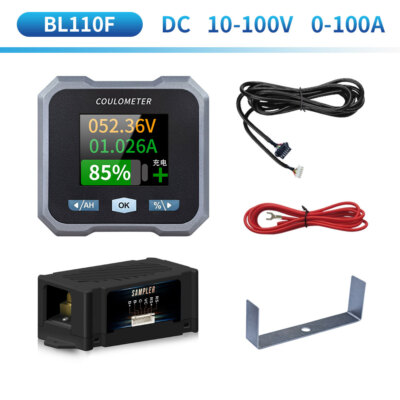 JUNCTEK BL110F 10-100V 100A Bluetooth Coulometer Monitor Ammeter Voltmeter 1.8''