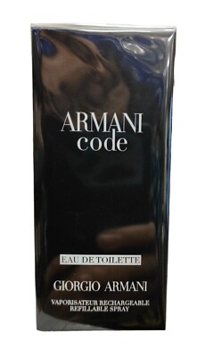 ARMANI CODE EDT 2.5 oz Spray NEW IN BOX -Refillable/Rechargeable