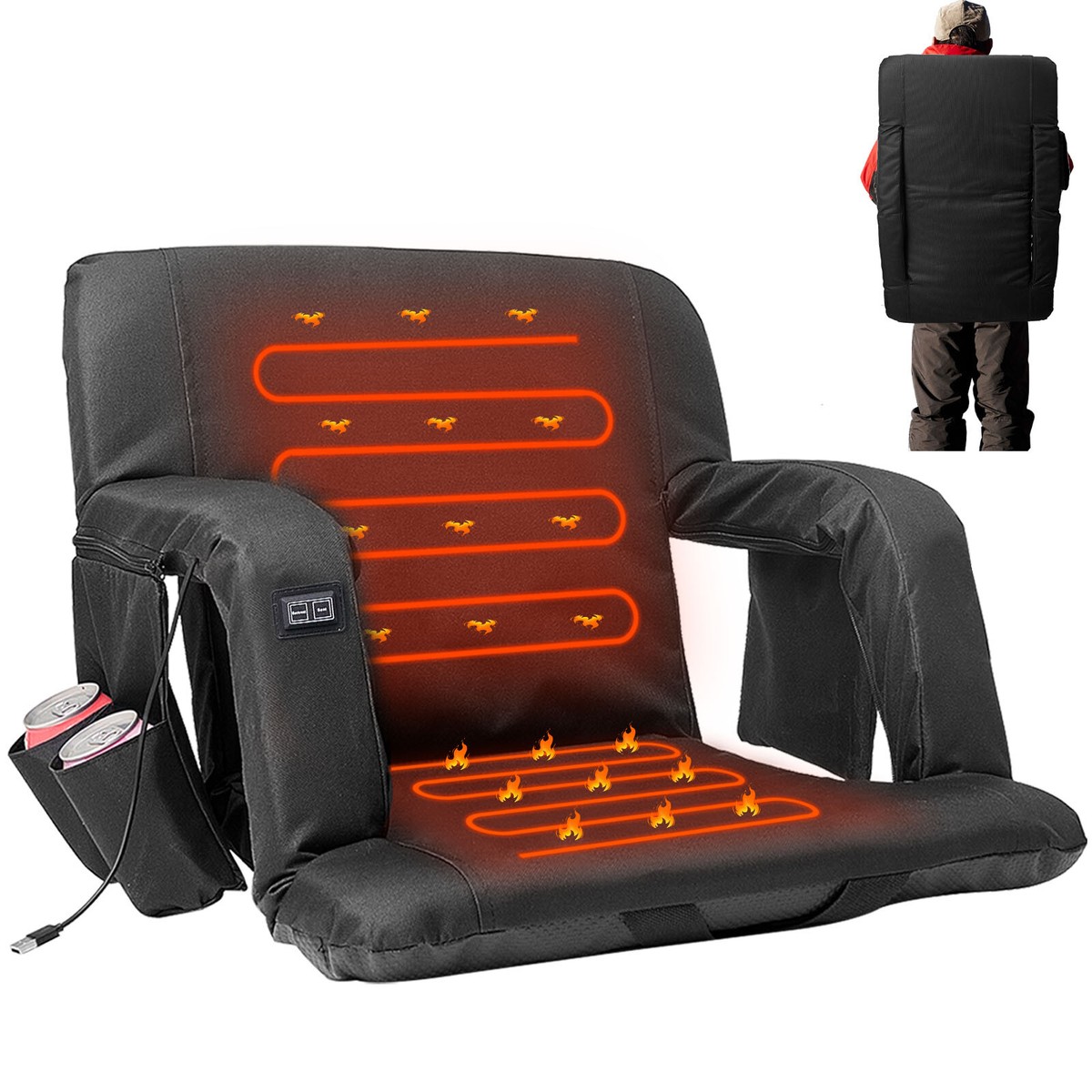 Double Heated Stadium Seats for Bleacher Back Support Cushion