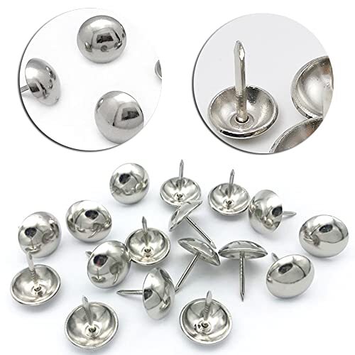 500Pcs Upholstery Tacks, Decorative Furniture Nails Pins Sliver Metal Silver - Picture 4 of 7