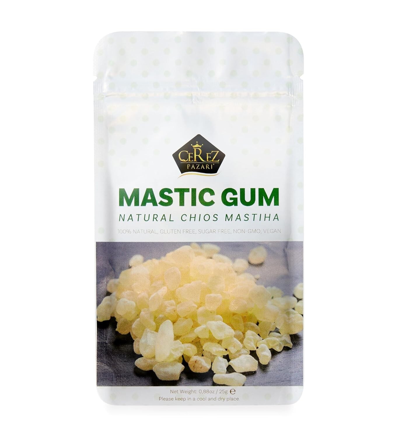 Authentic Chios Mastiha Gum in Resealable Bag 25g - Gluten-Free and Guilt-Free