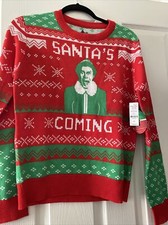 Santa  s Coming Elf Holiday Sweater- Size Small- Men  s Women  s Unisex Adult-NWT