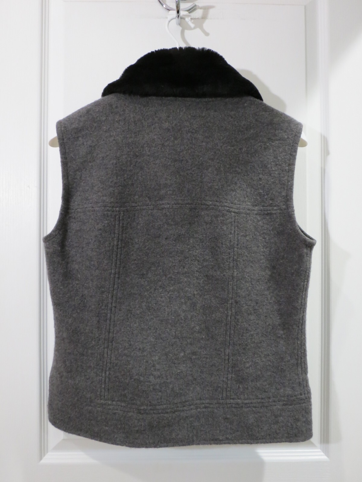 Talbots 100% Wool Solid Gray Full Button Vest w/ … - image 11