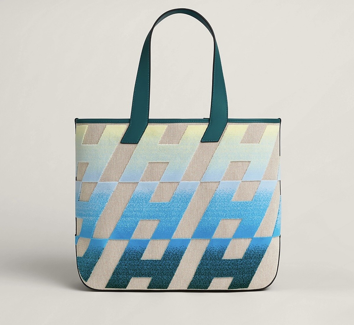 HERMES(エルメス)- Cabas H en Biais40(H アンビエ)ブルー Hermes Cabas H en Biais 40 Blue Beige Large Tote Bag | eBay