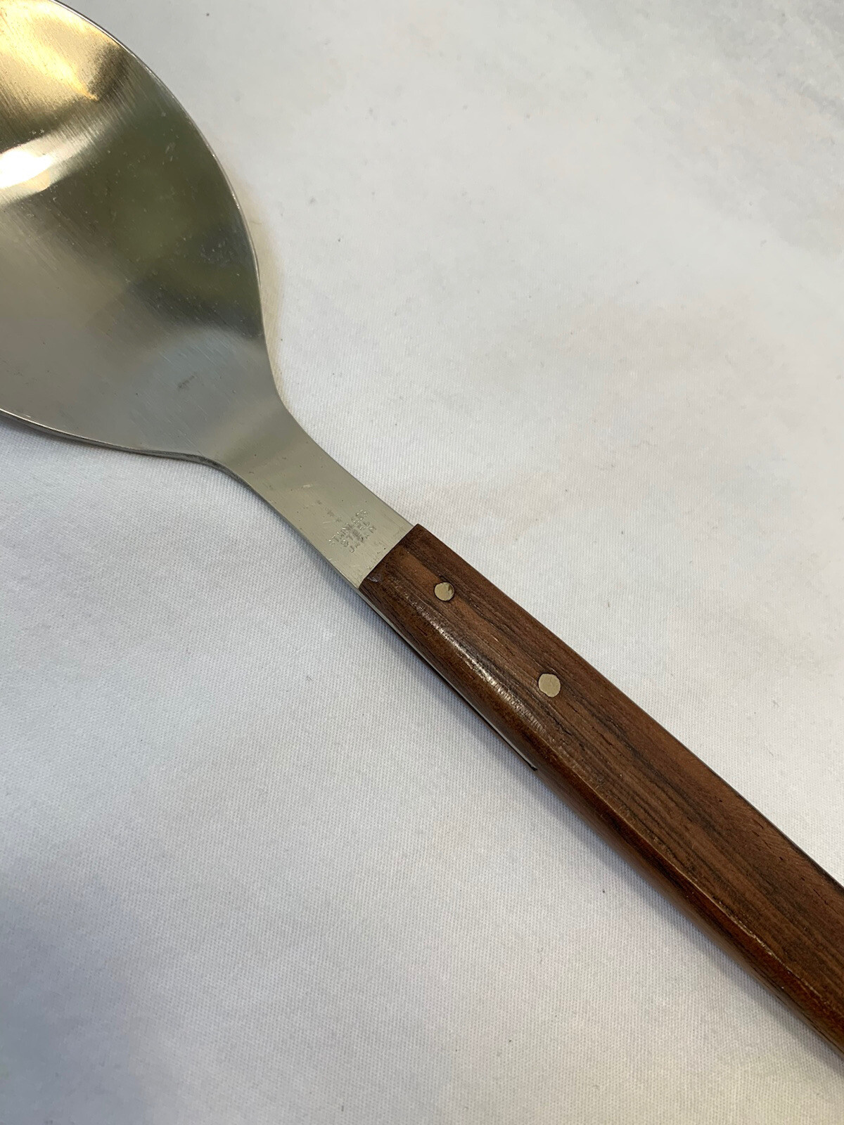 Vintage Omscolite Genuine Modern Mid Century Wood Handle Salad Set in