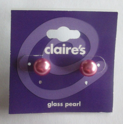 L1 Rose pink glass pearl stud Claire's Jewelry EARRINGS