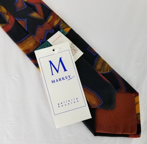 Prochownick Markey Herrenkrawatte geometrisches abstraktes Design schwarz blau beige - Bild 2 von 8