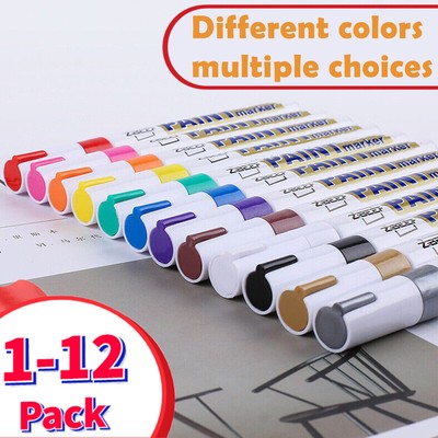 1-12Pack Waterproof Car Tyre Tire Tread Rubber Metal Permanent Paint Marker Pen
