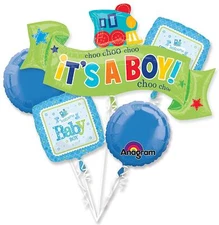 Anagram IT'S A BOY WELCOME BABY CHOO CHOO Foil Balloon Bouquet