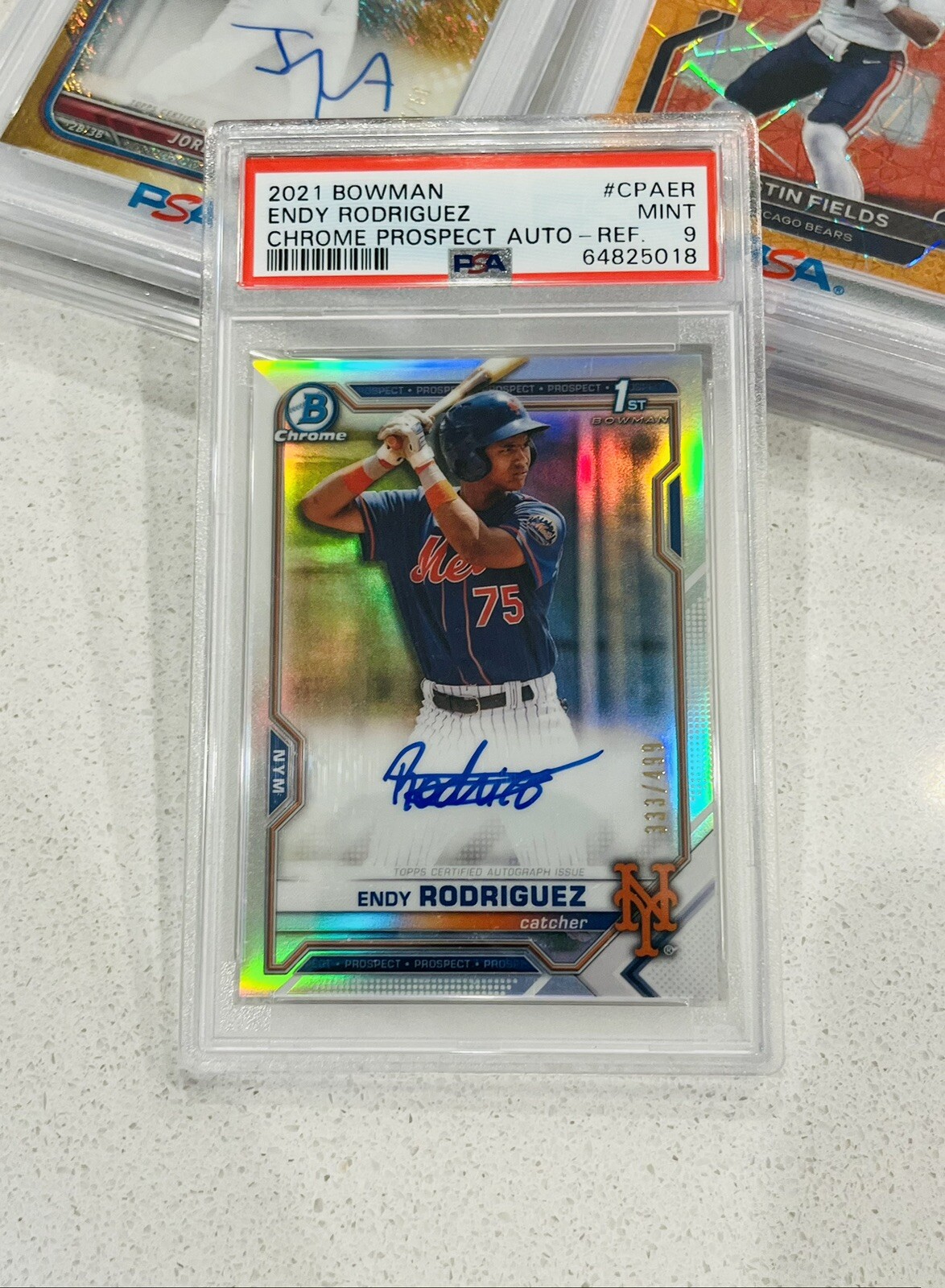 🔥2021 PSA9 1st Bowman Chrome RC Endy Rodriguez Refractor Auto 333/499#CPA-ER