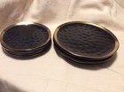 Stone Lain Porcelain 10 Piece 5 Salad And 5 Dinner Plates Black and Golden Rim