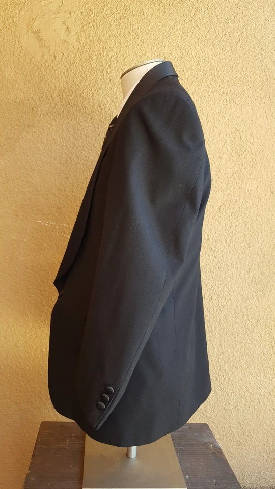 GARY’S Formal Wear Black Wool One Btn Shawl Suit Jacket 42 S Dominican Republic - Image 2 of 4