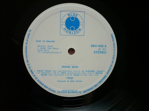 Focus Moving Waves Vinyl UK 1971 Blue Horizon 1st Press A5/B5 LP Hocus Pocus - Picture 2 of 11