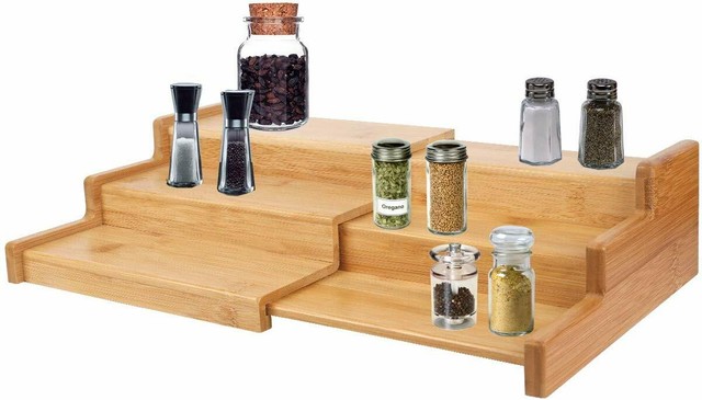 Bamboo Expandable Spice Rack, Narrow Spice Rack, 3tier ...