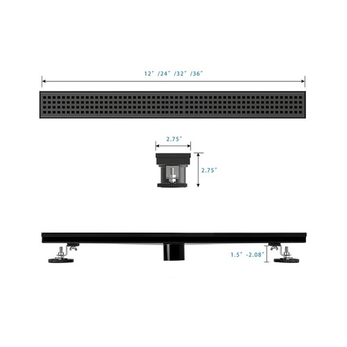Linear Shower Drain, Black Shower Drain 36 inch with Removable Grate Cover, P... - Picture 7 of 7
