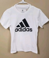 Adidas Essentials Woman's XS White With Black Logo Short Sleeve Graphic T-Shirt