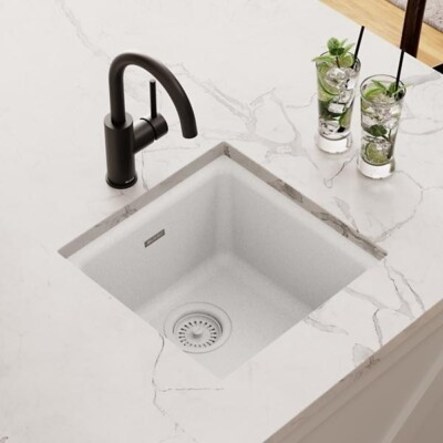 Elkay Quartz Classic Single Bowl Dual Mount Bar Sink White