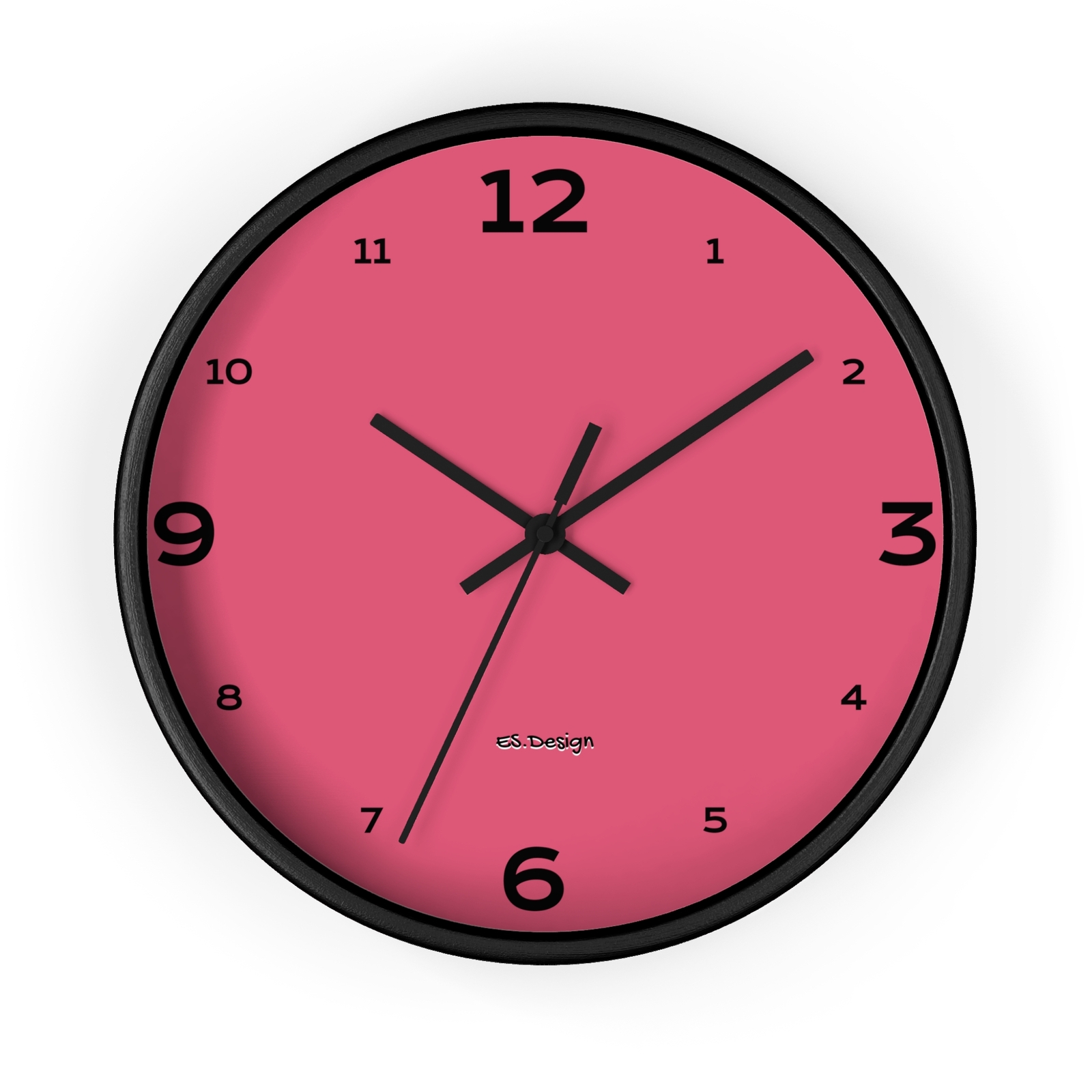 Wall Clock with numbers for home décor by ES.Design - Modern rosy pink color-image