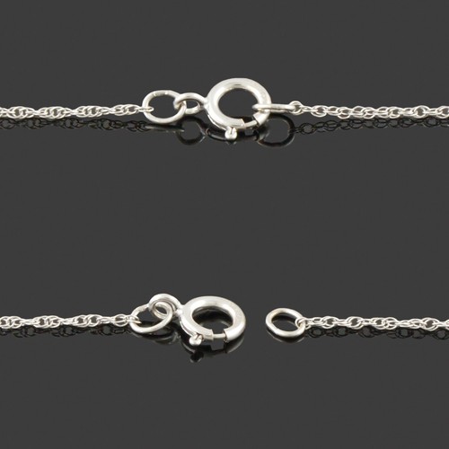 Modern Solid 10K White Gold & Diamond Open Circle Pendant 17.5" Chain Necklace - Picture 5 of 8
