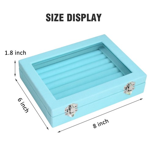 7 Slots Velvet Glass Ring Jewellery Display Storage Box Tray Case Holder - Picture 6 of 6