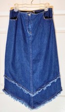 Vtg. On Fire Streetwear Handkerchief Denim Skirt Cut Out Western Boho Grunge SzM