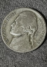 I944-P Jefferson ERROR 35%Silver War Nickel 5C B usiness Strike KM#192 0.35 Fine