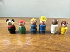 Lot Of 6 Vintage Fisher-Price Little People Wood & Plastic Figures