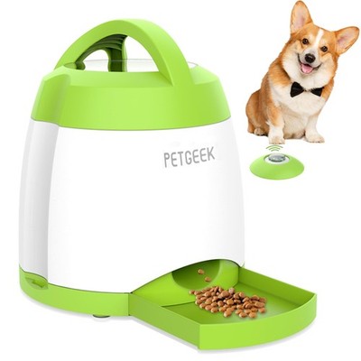 PETGEEK Dog Treat Dispenser with Button, Automatic Dog Feeder with Remote Con...