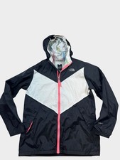 Black White North Face Hyvent Zipper Hooded Rain Jacket Girls Youth XL 18