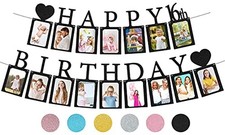 Sweet 16 Birthday Decorations Photo Banner in Black Pre-assembled - Sweet 16 ...