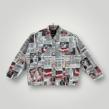 Forever 21 Jacket Womens 3X White Marilyn Monroe Newspaper Print Denim Cotton