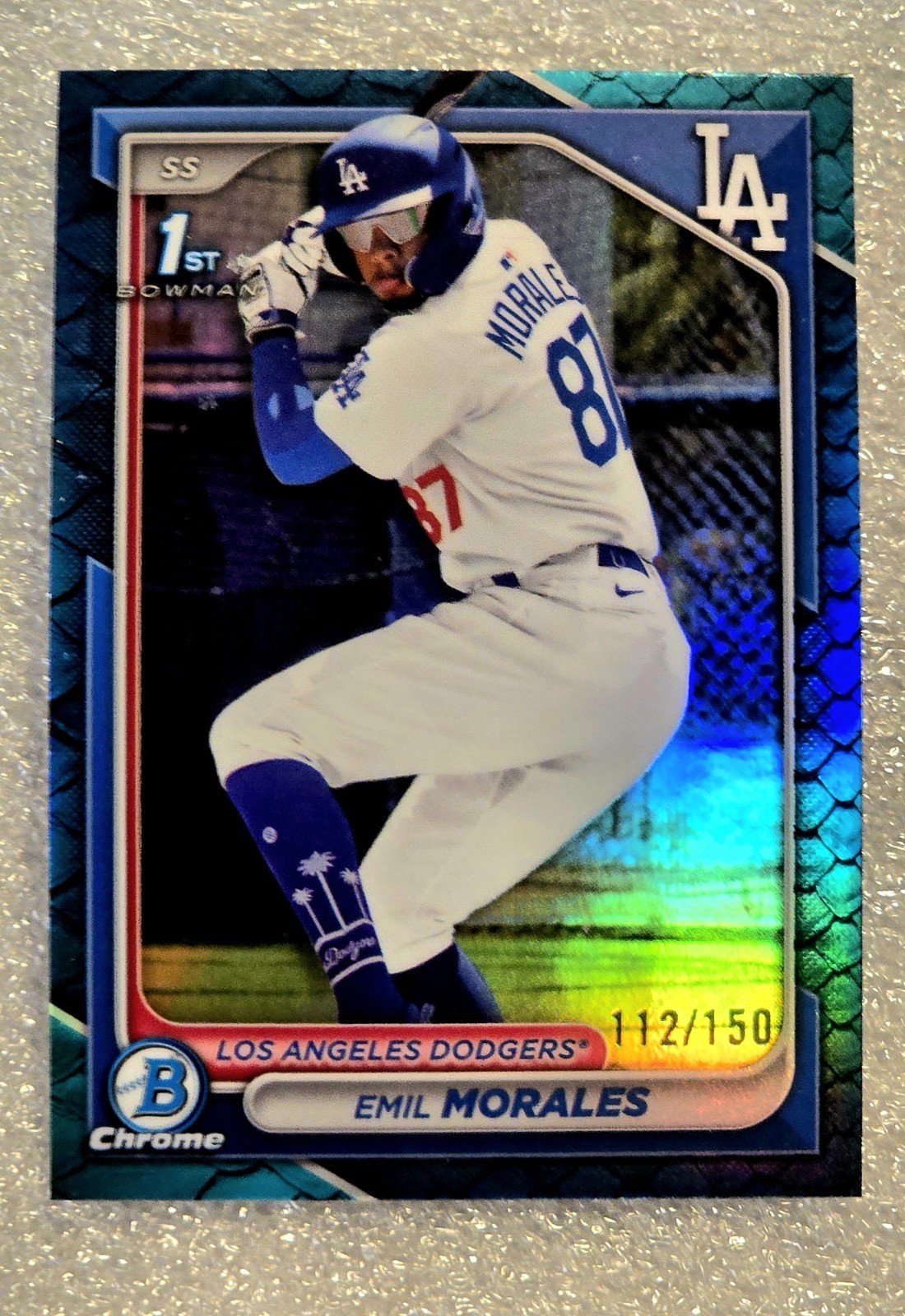2024 Bowman Chrome Prospects Emil Morales #BCP-221 Blue Mojo Refractor /150