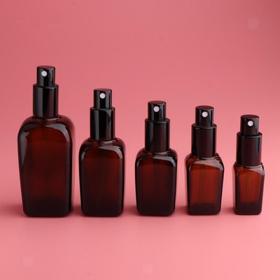 2x Tragbare Leere Glas Nachfüllbar Bernstein Parfüm Zerstäuber Pumpsprühflasche