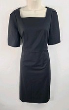 Ann Taylor Dress Women's 4 Black 1/2 Sleeve Square Neck Seasonless Stretch 
