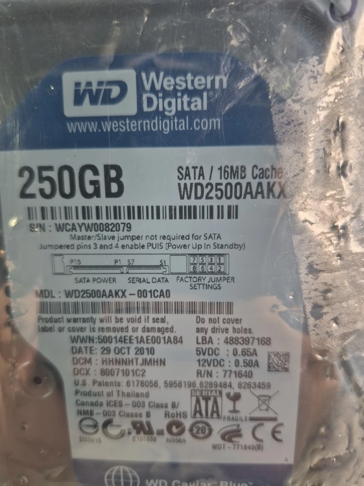 WD WD2500AAKX-001CA0 HBRNKTJCH (WMAY) Malsyaia 250gb 3.5" Sata HDD MAR2014V - Image 2 of 4