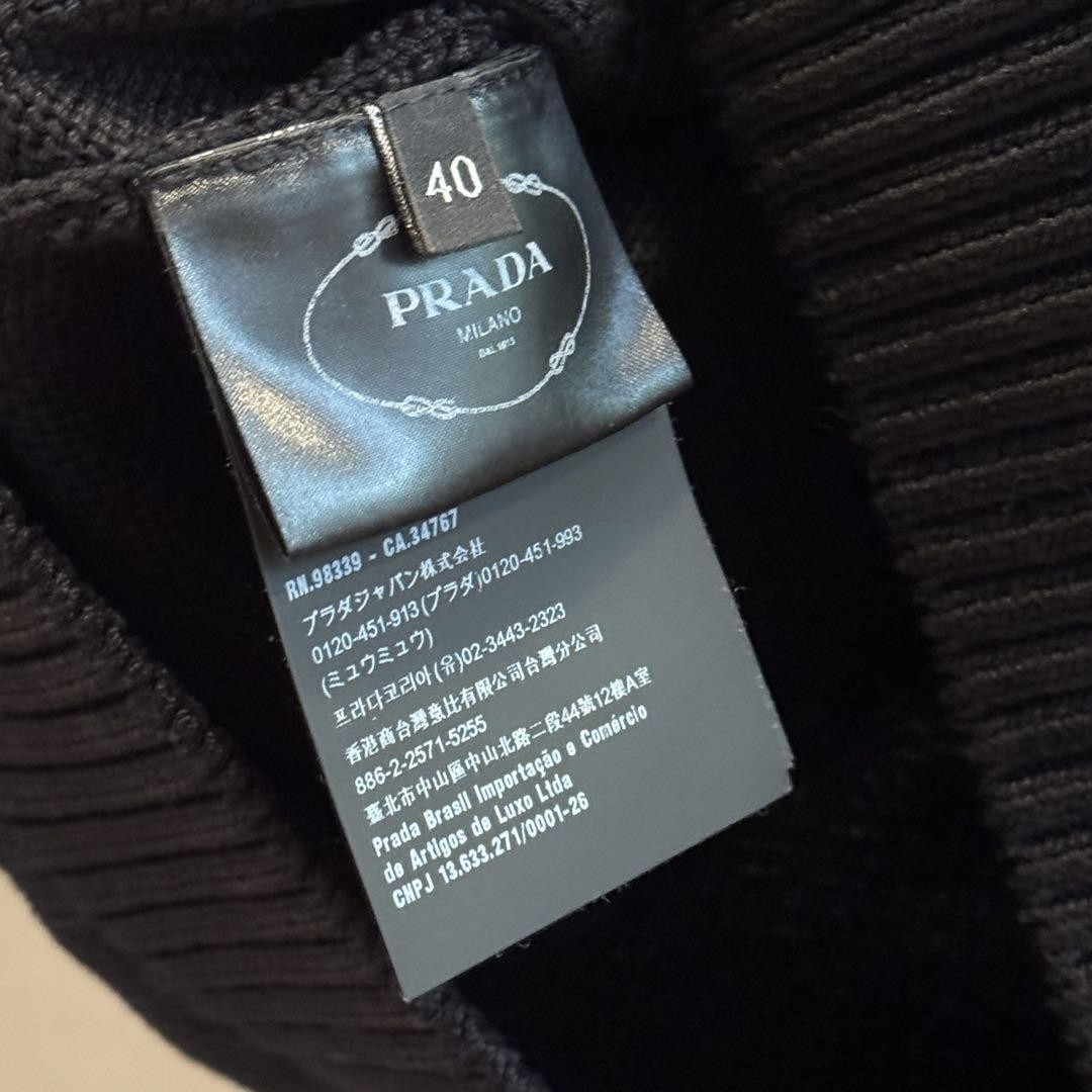 25新作 PRADA プラダ コットンミニドレス ワンピース 40 ブラック/ホワイト コットン ミニドレス | PRADA