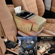 Universal Car Armrest Cushion Cover Center Console Box Pad Mat with Cup Holder