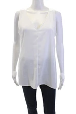 W by Worth Women's V-Neck Sleeveless Slit Hem Tank Top White Size 8