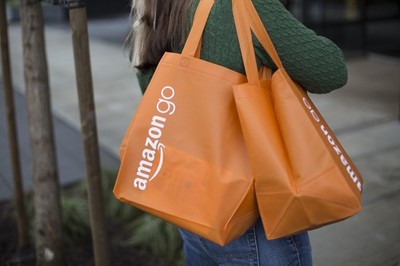 Amazon Go Shopping Tote Bag - Orange reuseable