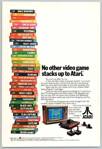 1980 Atari Video Game System Vintage Print Ad: Original 80s Gaming Wall Art